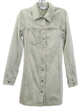 Whiteroom & Cactus  Nwot Mint Green Longsleeve Denim Collared Shirtdress